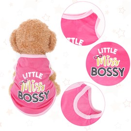 Pistha 4 Pack Dog Shirts Summer Printed Puppy Clothes Cute Sleeveless Pet T Shirts Dog Clothes for Small Medium Dogs Cats Girl(S)