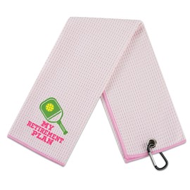 CybGene Funny Retirement Pickleball Towels for Men/Women, Gifts for Pickleball Lovers for Birthday, Christmas, 40 x 60cm Microfiber Pickleball Towels - Pink