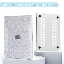 B BELK Sparkling Glitter Case Compatible with MacBook Air 13 inch M1, Brighter Than Regular Glitter & Scratch-Resistant Plastic Hard Cover for 2021-2018 Release A2337 A2179 A1932 + 2 Keyboard Skins