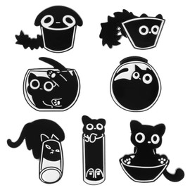 7 Pcs Cat Enamel Pin Cute Cartoon Animal Brooch Funny Cat Clip Alloy Lapel Decoration Pins Gift Badges for Jackets Hat Backpacks Clothes Bags Party