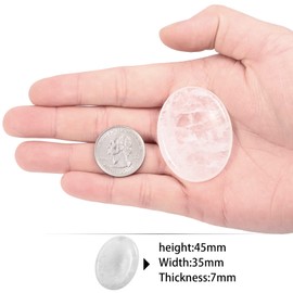 Nupuyai Nupuyai 2pcs Rock Crystal Oval Thumb Worry Stone Set, Energy Crystal Pocket Palm Stone for Healing Anxiety Stress Relief Reiki Therapy, 45x35mm