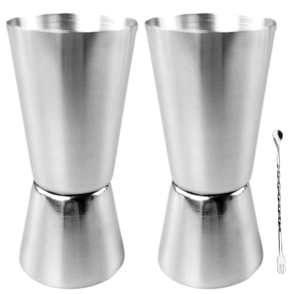 2pcs Spirit Measure 25ml 50ml,Stainless Steel Spirit Measures with Stirring