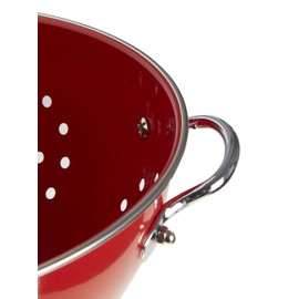 Premier Housewares 508555 Enamel Retro Colander Bowl Stainless Steel Pasta Strainer Red Rice strainer for Cooking Sives for Cooking Pasta Drainer, H13 x W23 x D23cm