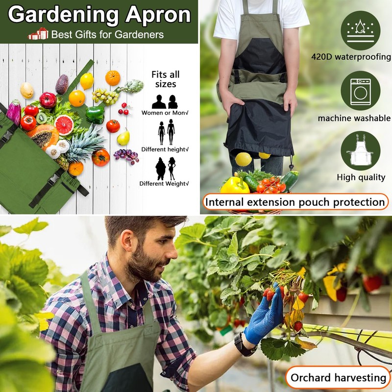 Tintsabo Gardening Apron, Harvest Apron Gardening Gifts for Men Gardening