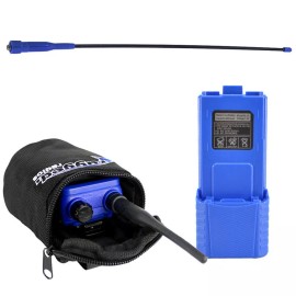 Rugged Radios RH-5R Baofeng UV-5R Handheld Radio Long Range Upgrade Antenna, Bag, XL Battery