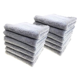 Mr Towels Ultra Soft Edgeless Microfiber Cleaning Towel Pack of 12, All-Purpose Multipurpose Plush 12' x 12' Cleaning Towels, Super Absorbent (Gray)