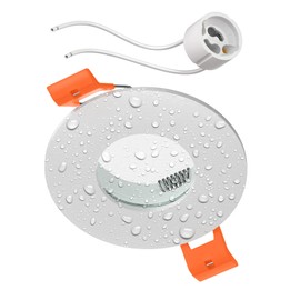 ledscom.de ERID Bathroom Ceiling Mounting Frame for Wet Rooms, IP44, Round, Matte White (GU10/MR16/GU5.3/50 mm) with GU10 Socket