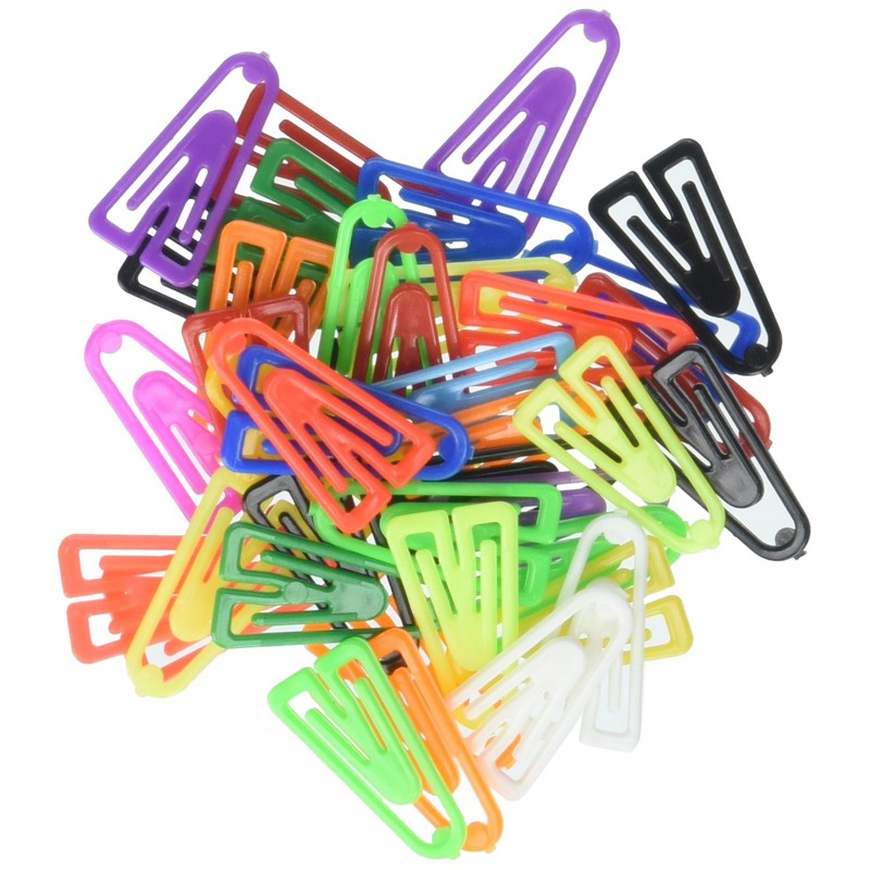 Baumgartens Plastiklips Paper Clips, Small, Smooth, Assorted Colors, 1,000/Box