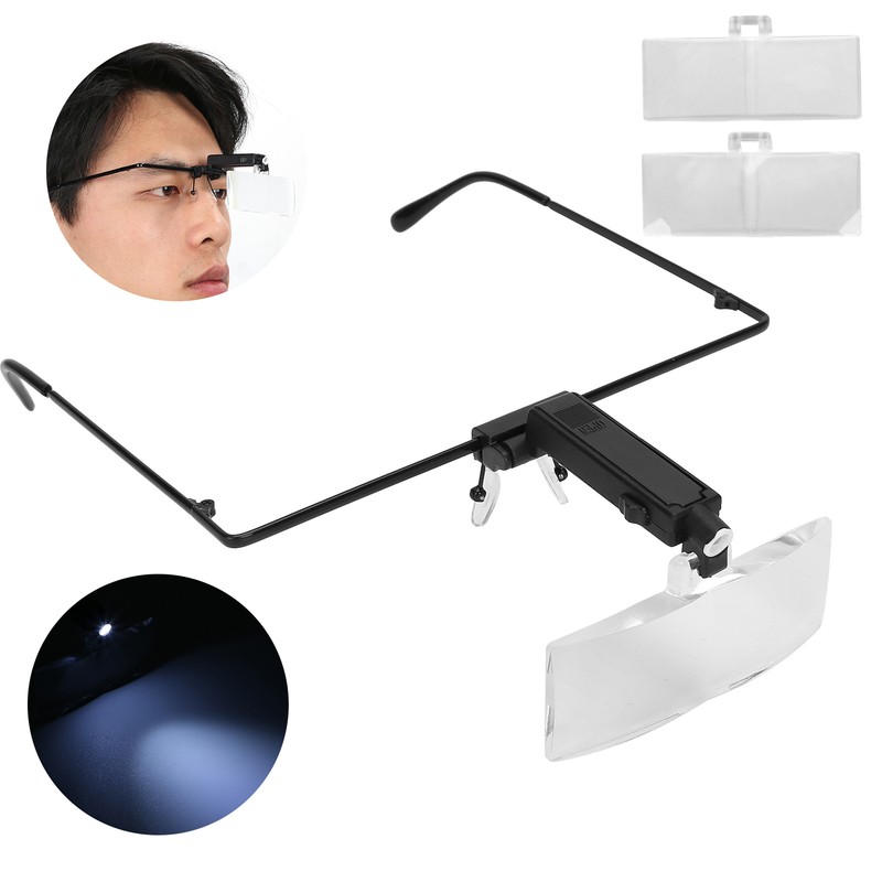 Eyeglasses Magnifier LED Light Hands Free Magnifying Glass for Watch