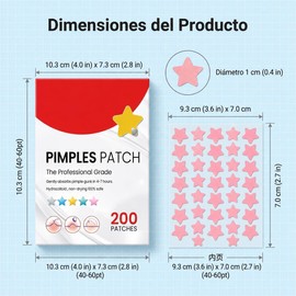 200 Piezas Parches para Acné en Forma de Estrella Hidrocoloides, Para Granos y Espinillas, Calcomanías Ultra Finas, Absorben Secreciones, Reducen el Enrojecimiento