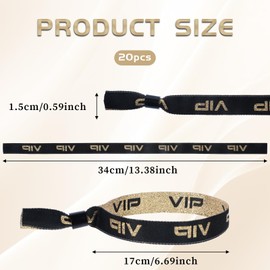 JJUNW 20 Pcs VIP Wristbands, Cloth Wristbands Gold Wristbands Event Bracelets, Gymnastics Wristbands Admission Wristbands for Concert Wedding Fairs Club Entrance Festivals Supplies Wrist(Black)