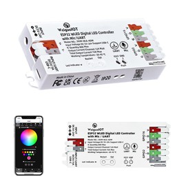 WeiguoIOT ESP32 WLED LED Strip Controller with Microphone,USB-C, UART Download Port, 5-24V, RGB RGBW RGBCCT DIY Lighting App Control Addressable Strip Controller (DOM-WLE-ADM with Mic/UART)