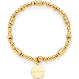 JEWELS BY LEONARDO Armband Elisabeth • elastische Arm-Kette aus goldfarbenem Edelstahl • voluminöser Mix aus Metallkugeln und -scheiben • 19 cm Länge • Schmuck Geschenk für Frauen • 024843