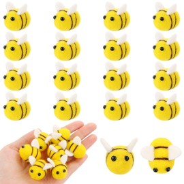LIYDE 16 Pieces Felt Bees, Small Wool Bumble Bee Plush Decors DIY Wreath Bees Decoration for DIY Crafts Baby Shower Decorations Home Decor