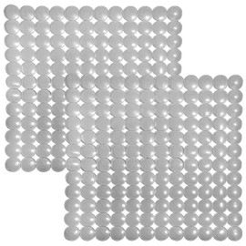 Coopay 2 Pack Kitchen Sink Mat Plastic Sink Protect Mat PVC Eco-Friendly Kitchen Adjustable Stainless Steel/Porcelain Dish Drying Pad Sink Protector for Bottom of Kitchen Sink, 11 x 11 Inches (Gray)