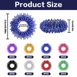 16 Piece Acupressure Ring, Acupressure Rings Set, Finger Massage Rings for Fingers, Acupressure Rings, Massage Rings for Stress Reducer, Promotes Blood Circulation (8 Colours)
