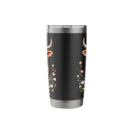 Cute Animal Cow Girls Baby Highland Cow With Flowers Calf Stainless Steel Insulated Tumbler