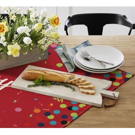 Artoid Mode Red Dots Happy Birthday Table Linen, Seasonal Kitchen Table Dining Table Decoration Indoor Holiday Party Decor 85 x 85 cm