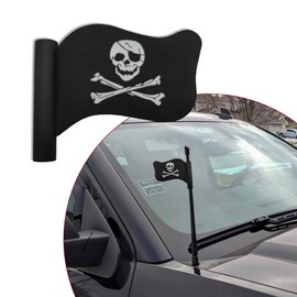 Lyxheth 1PCS Pirate Flag Car Antenna Topper, Antenna Balls for Cars, Skull Crossbones Antenna Toppers, Cool Pirate Flag Shaped Auto Antenna Ball Car Exterior Accessories Compatible with Cars (1PCS)