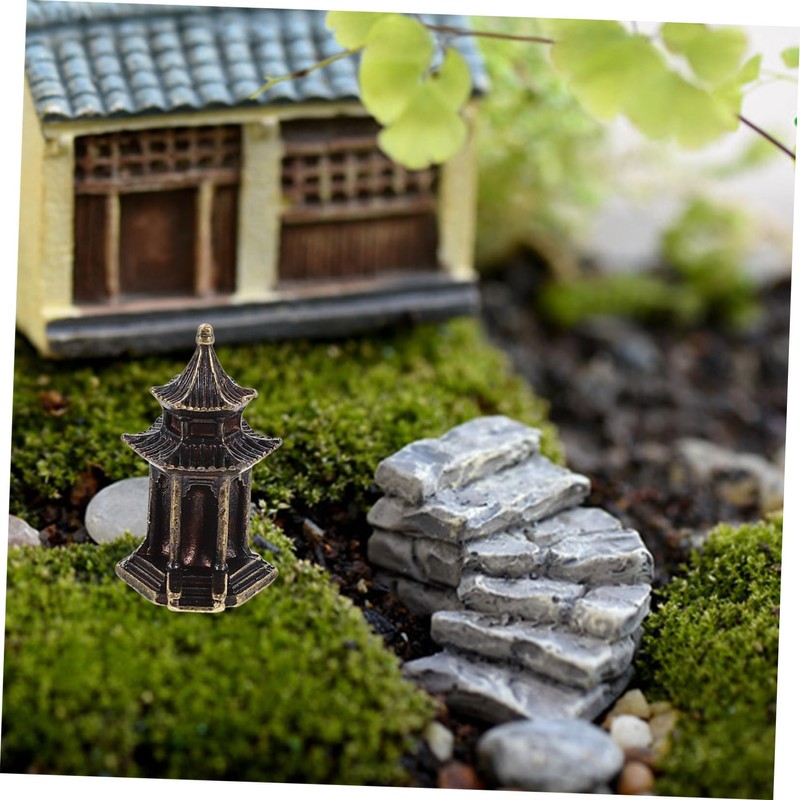 BIUDECO Aquarium Tank Pavilion Landscaping Ornament Pavilion Mini Statue Zen