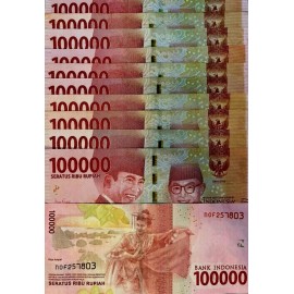 INDONESIAN RUPIAH  100,000 X 10 = 1 MILLION (1,000,000) IDR CIRCULATED INDONESIA