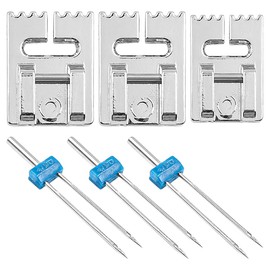 Hsthe Sea 3PCS Sewing Machine Needles Twin Needle 2/3/4mm with 3 Pintuck Presser Foot for Sewing Machine -3 Sizes