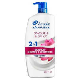 Head & Shoulders Champú y acondicionador anticaspa con 1% de piritiona de zinc, suave y sedoso 2 en 1, control de encrespamiento 24 horas, alivia el c