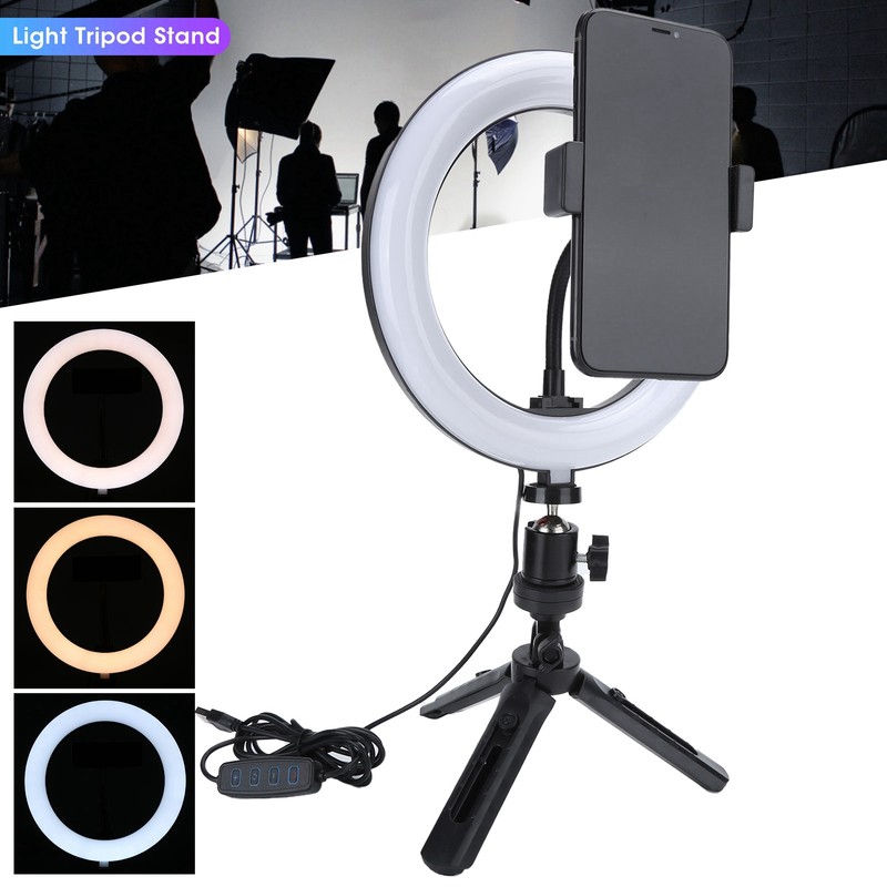 UN‑206 3‑Color 20cm Ring Light LED Tripod Stand Arc Fill