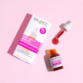Balance Active Formula Resurface & Brighten AHA 10% + BHA 2% Retexturising Serum (30ml) - With Glycolic Acid & Salicylic Acid. Renews Skin's Texture. Deeply Exfoliates & Brightens, Clear