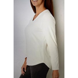 St. John's Bay St Johns Bay Women's V-neck Long Sleeve Fleece Top~Ivory~Larg