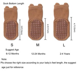 Exemaba Baby Socks with Grips for Girls Boys Cute Animal Cartoon Toddler Kids Anti-Slip Socks(E 5 Colors,L/3-5 Years)