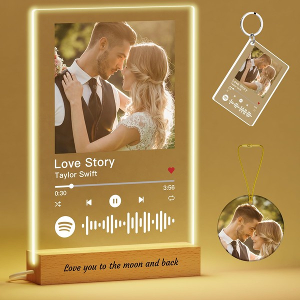 Voryusmer Custom Spotify Plaque - Customized Gifts for Men & Women, Anniversary, Gifts for Him & Her - Custom Photo Album Cover, Personalized Acrylic Music Song Plaque with Photo & Text