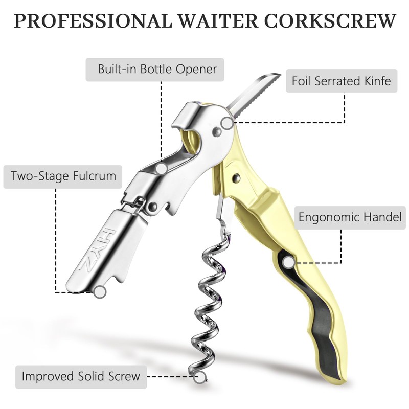 HYZ 2-Pack Wine Opener Waiter Corkscrew, Professional Wine Key for