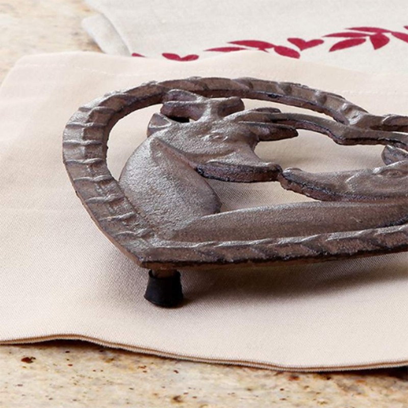 Cast Iron Trivet Woodland Deer Non Slip Trivet Mat for