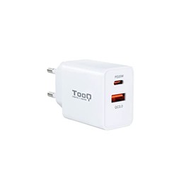 PRENDELUZ Wandladegerät USB-C 20 W und USB-A 18 W, Weiß, ideal zum schnellen Aufladen von Geräten zu Hause oder auf Reisen.