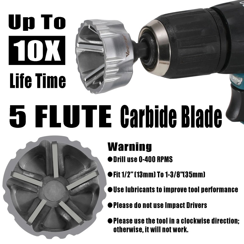 Vearter Deburring External Chamfer Tool Hex Shank Bolt Thread Repair