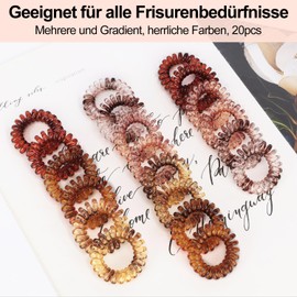 JessLab Spiral Hair Bobbles, Pack of 20 Traceless Telephone Cable Hair Bobbles No Wrinkles Spiral Bracelet Plastic Coil Ponytail Holder No-Damage Headband Hair Accessories for Girls Women Ladies Gift