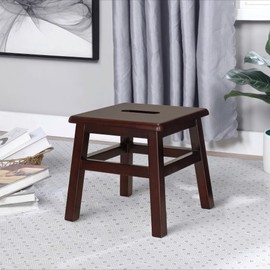 eHemco Solid Hardwood Step Stool for Adults and Kids, 12.25 Inches, Espresso
