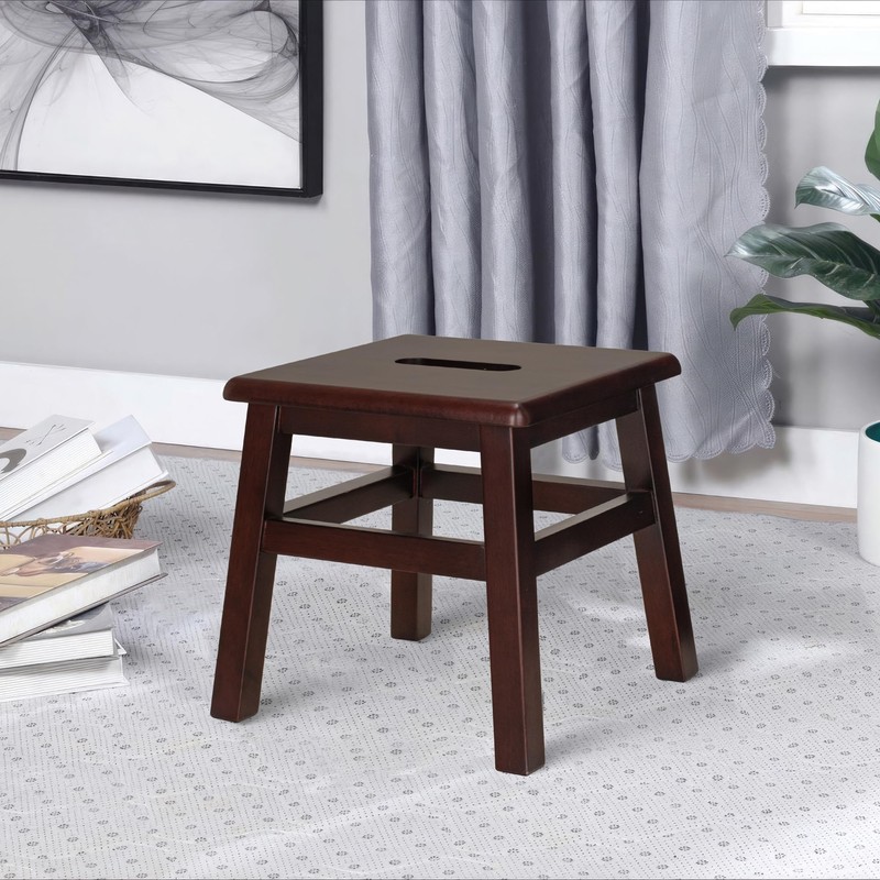 eHemco Solid Hardwood Step Stool for Adults and Kids, 12.25