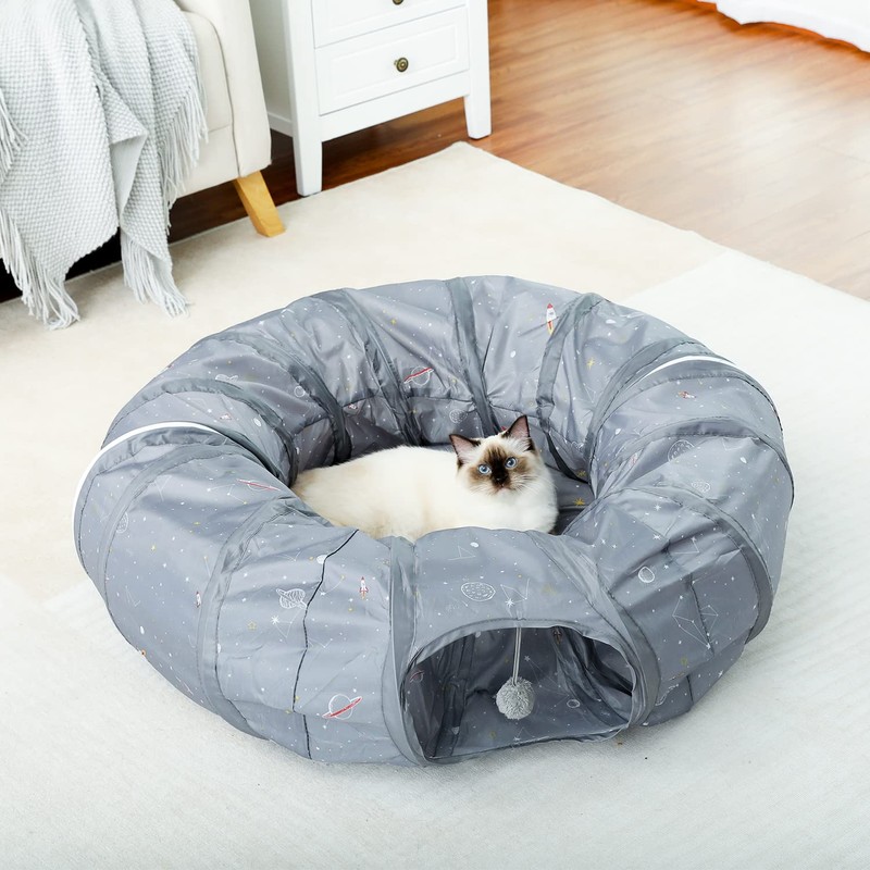 PAWZ Road Cat Tunnel Bed with Central Mat and Peek