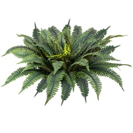 TROKUZEN Fake Ferns 43 Inch Artificial Boston Fern Plants Large,UV Resistant Hanging Faux Greenery with 60 Branches, Realistic Foliage for Porch Patio Planter, Indoor/Outdoor Decor