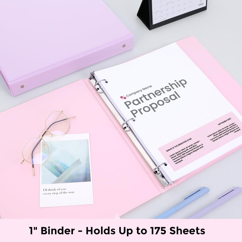 SKYDUE 3 Ring Binder 2 Pack, 1 Inch Clear View