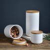 Modern Design Food Storage Container with Airtight Wooden Lid, Ceramic