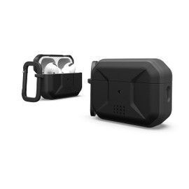Urban Armor Gear UAG - Funda Diseñada para AirPods Pro (2nd Gen,2022) Civilian Negro, Funda Protectora Resistente con mosquetón para Llavero