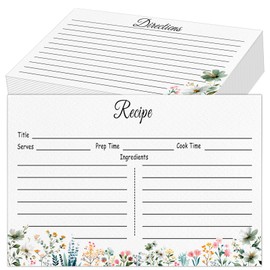 4x6 Recipe Cards for Bridal Shower and Wildflower Weddings, Recipe Card flower Double-Sided, Bridal Shower Card - 50 Pack
