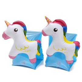 HappyHome Cute Arm Ring Swim Ring Arm Float for Toddlers Kids Pool Beach Water Play Swimming Arm Helper Toy (Unicorn Blue)