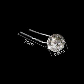 Trimming Shop Women Crystal Hair Pins Clips Flower Design Diamante Rhinestones Studded Hair Clips For Wedding, Bridal Accessories, Party, Fashion Accessory, Stainless Steel, 10pcs