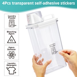 Bikkii Laundry Detergent Dispenser-2 Pack, 78 oz Detergent Dispenser with 4 Removable Labels, Laundry Soap Dispenser for Laundry Room Organization and Storage, BPA Free & PET Plastic Clear