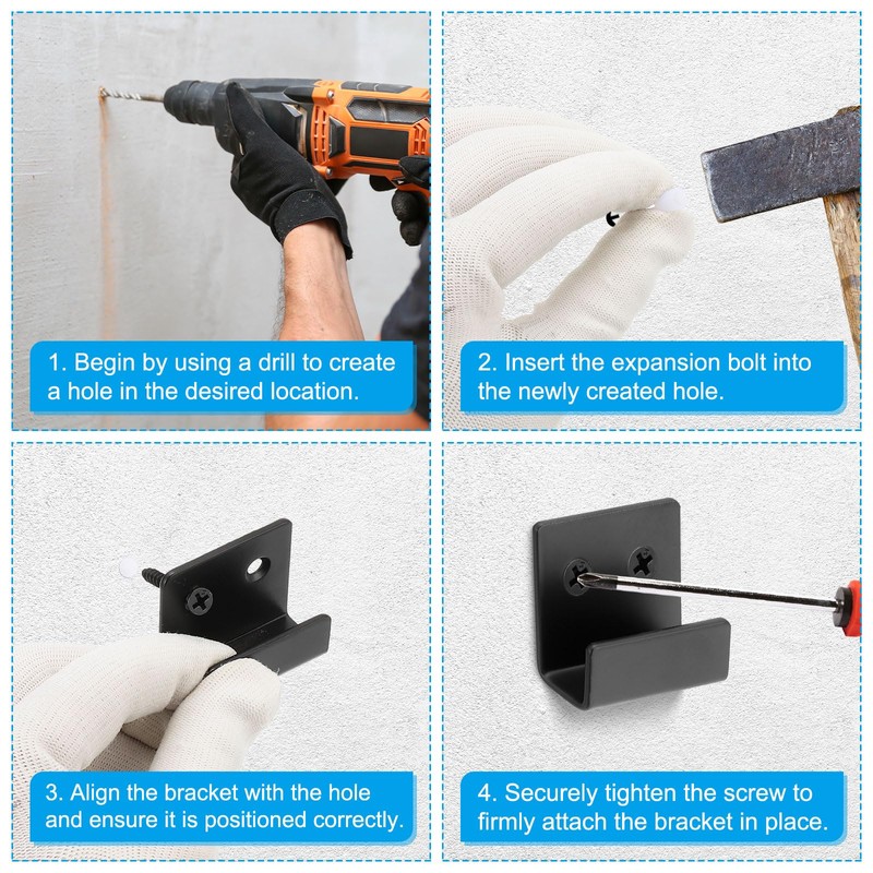 PATIKIL Tile Hanger Brackets 1.6x1.4"", 6 Set U Wall Mounted