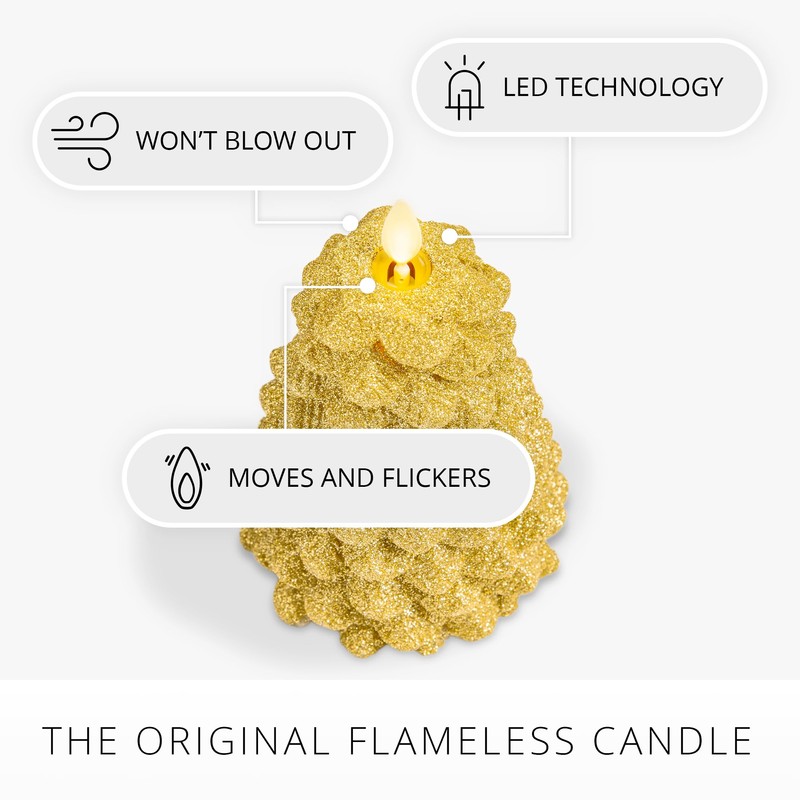 Luminara Rich Gold Glitter Flameless LED Candle North Tree Moving